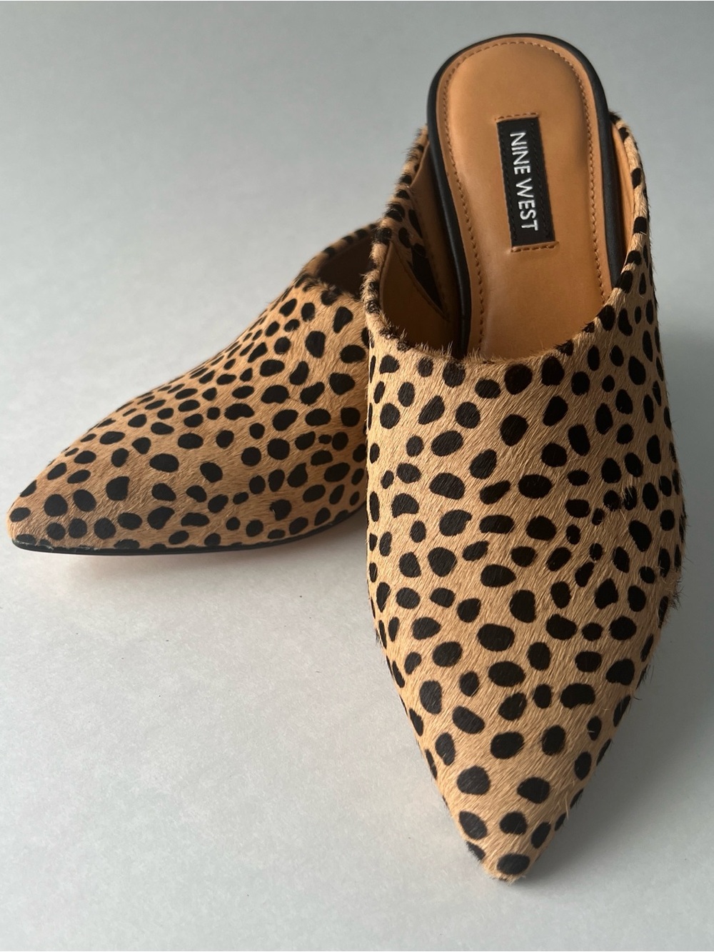 Nine West Leopard-Print Pointed-Toe Mules in Tan & Black - Picture 11 of 16